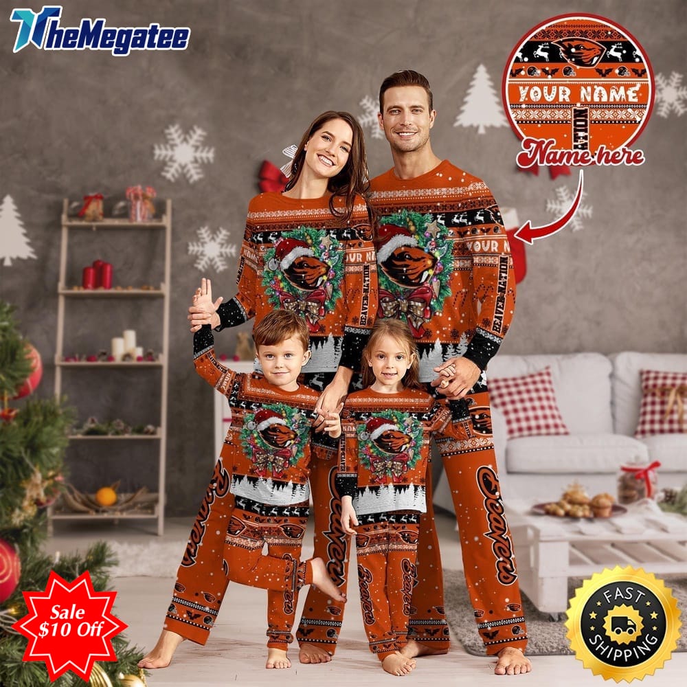 personalized ncaa oregon state beavers pajamas christmas pajamas for sports fan