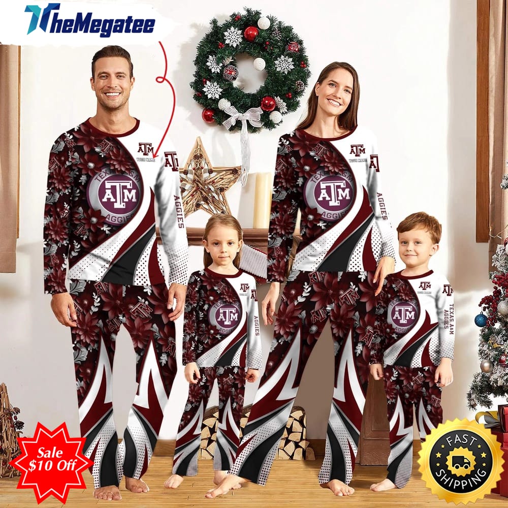 personalized ncaa texas am aggies pajamas flower for sport family