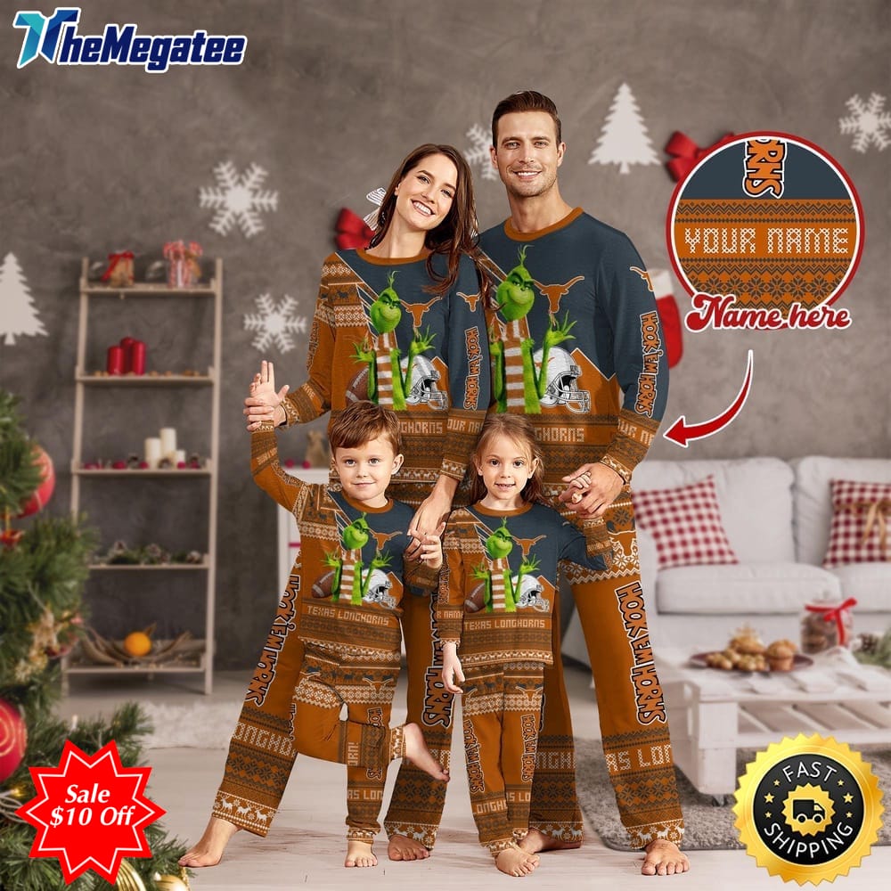 personalized ncaa texas longhorns pajamas xmas for sport family