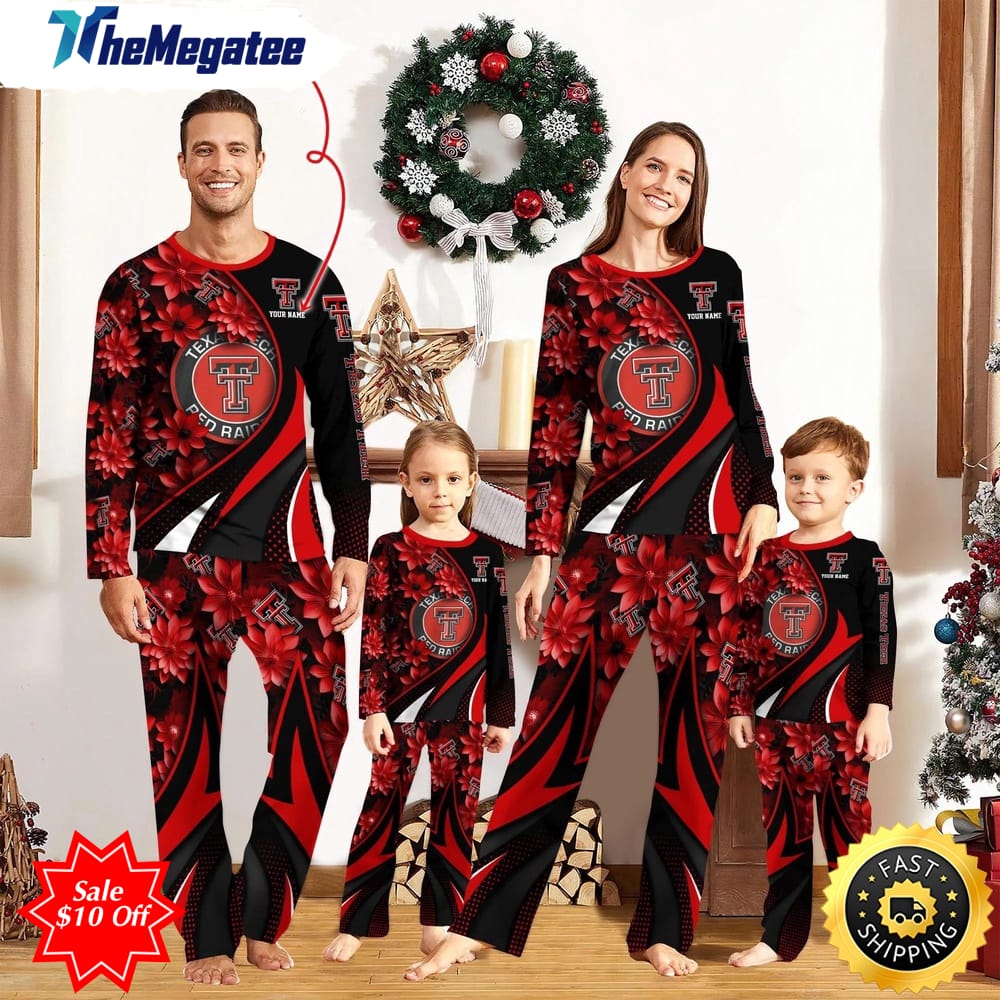 personalized ncaa texas tech red raiders pajamas flower for sport family