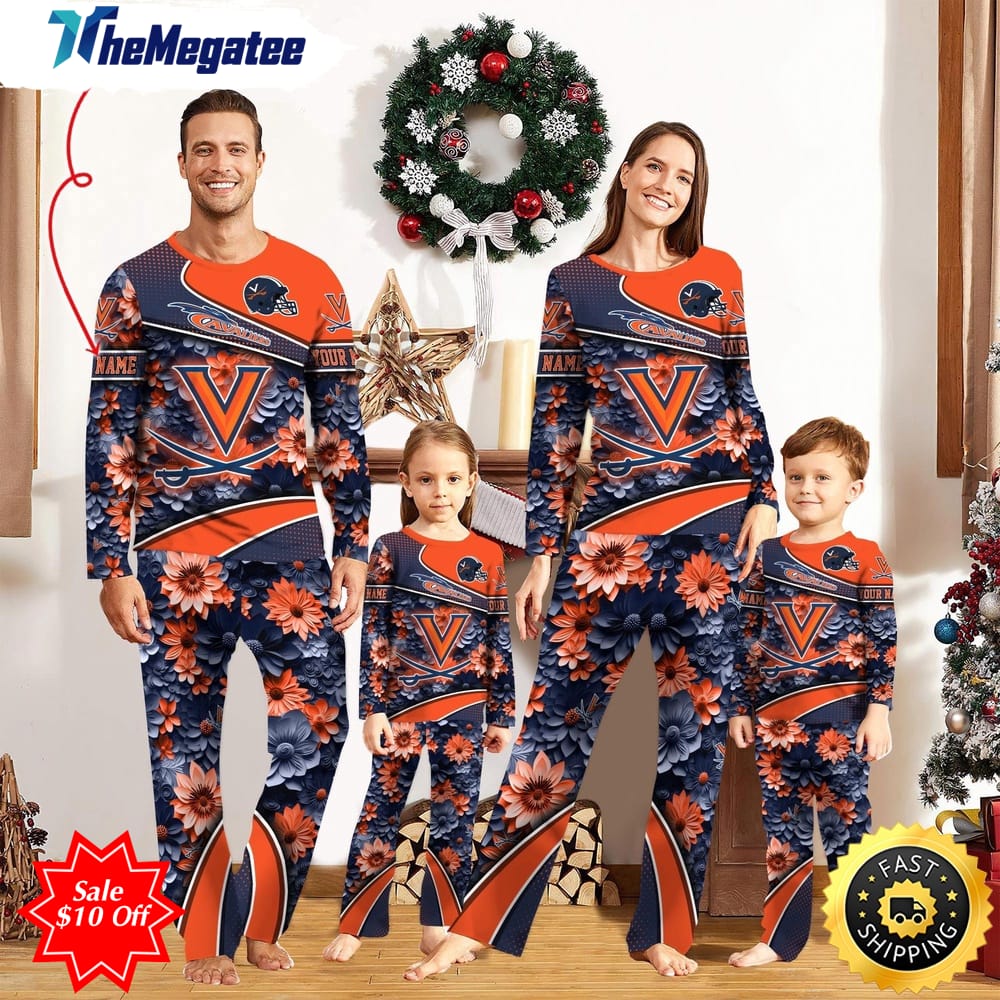 personalized ncaa virginia cavaliers pajamas for family pajamas sport fans