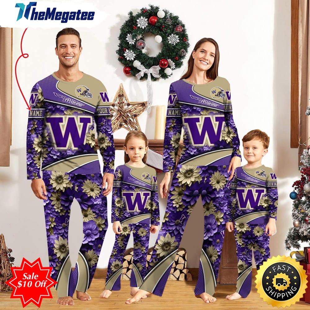 personalized ncaa washington huskies pajamas for family pajamas sport fans