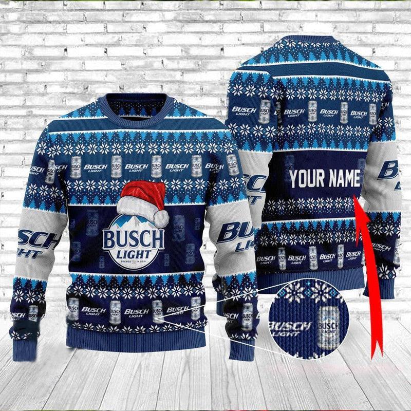 personalized santa hat busch light christmas sweater flexiquor com 35665826775319copy