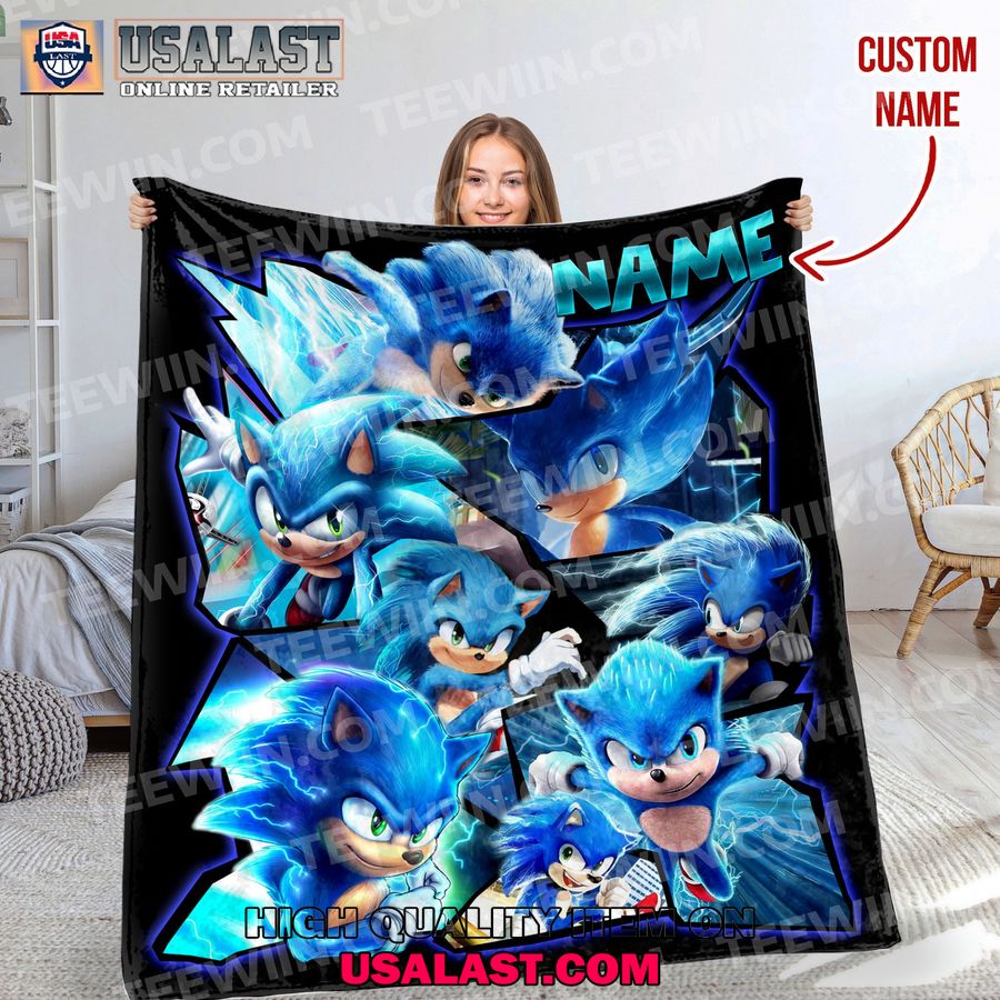 personalized sonic the hedgehog fleece blanket 1 Cq2br