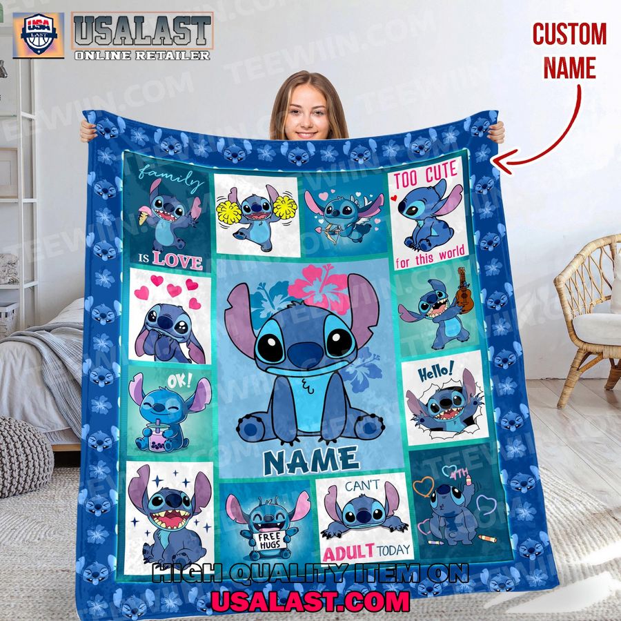 personalized stitch too cute for this world fleece blanket 1 8c1V0