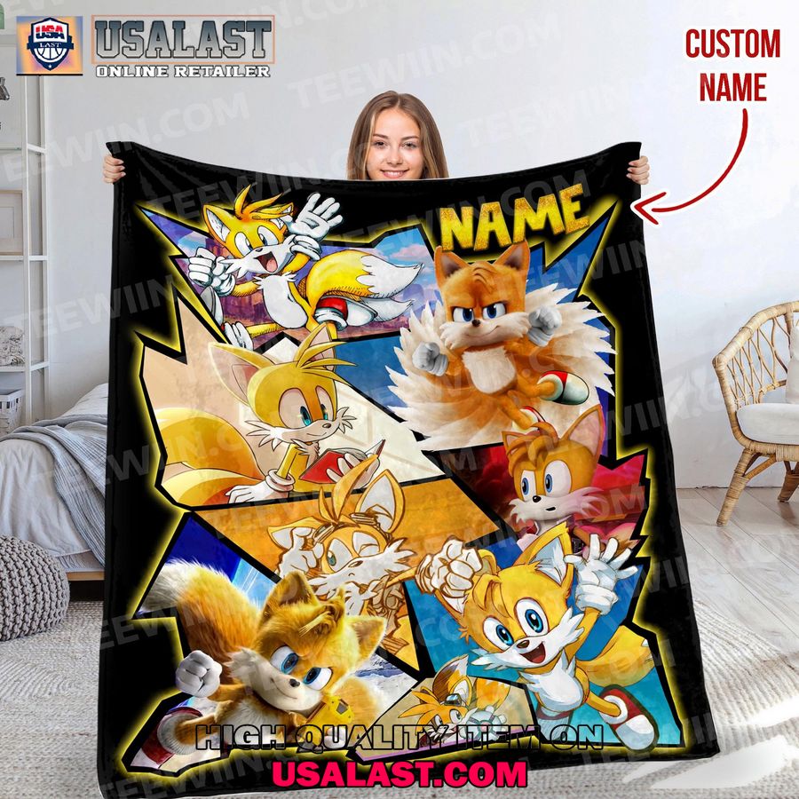 personalized tails sonic the hedgehog fleece blanket 1 NEq0p