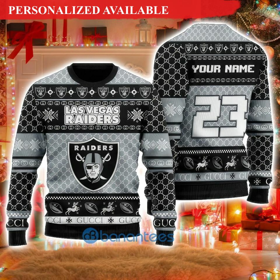 personalized las vegas raiders football christmas ugly sweater sweatshirt 3363