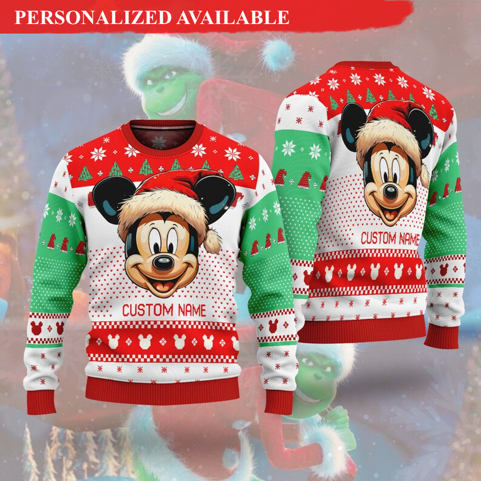 personalized mickey mouse christmas is coming 3d sweater 2517