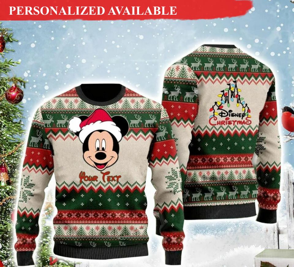 personalized mickey mouse santa merry christmas 3d sweater 1519