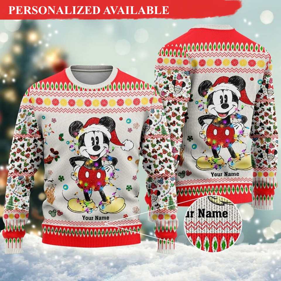 personalized mickey santa claus christmas is coming 3d sweater 3131