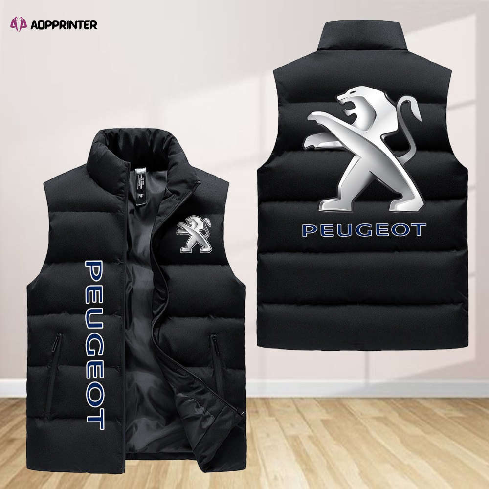 peugeot sleeveless puffer jacket custom for fans spj0150