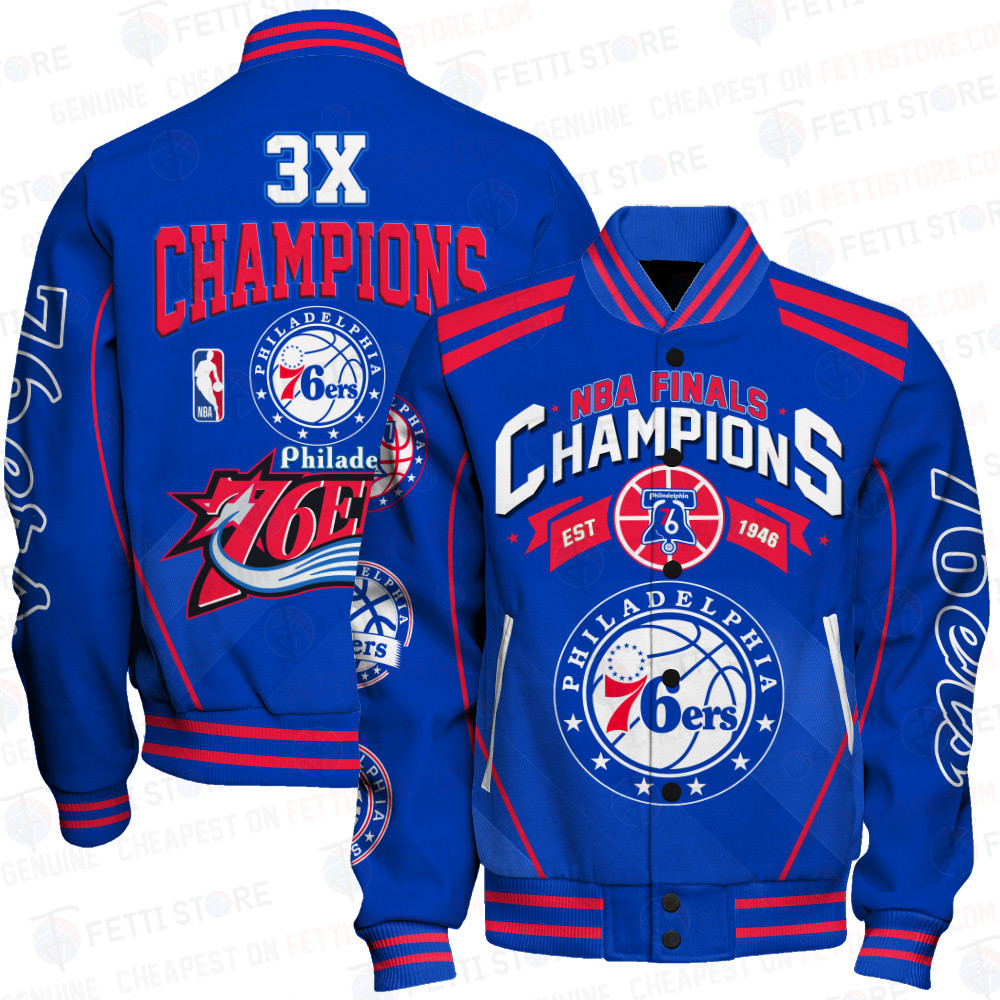 philadelphia 76ers 3x champions basketball team print baseball varsity jacket baseball jacket all over print sfat v24 ckzwx