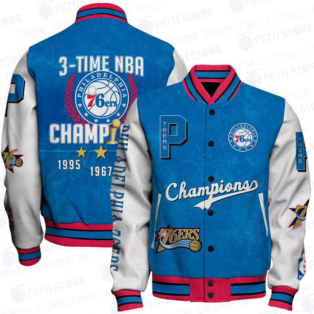 philadelphia 76ers 3x champions print baseball varsity jacket baseball jacket all over print sfat v4 zya6v