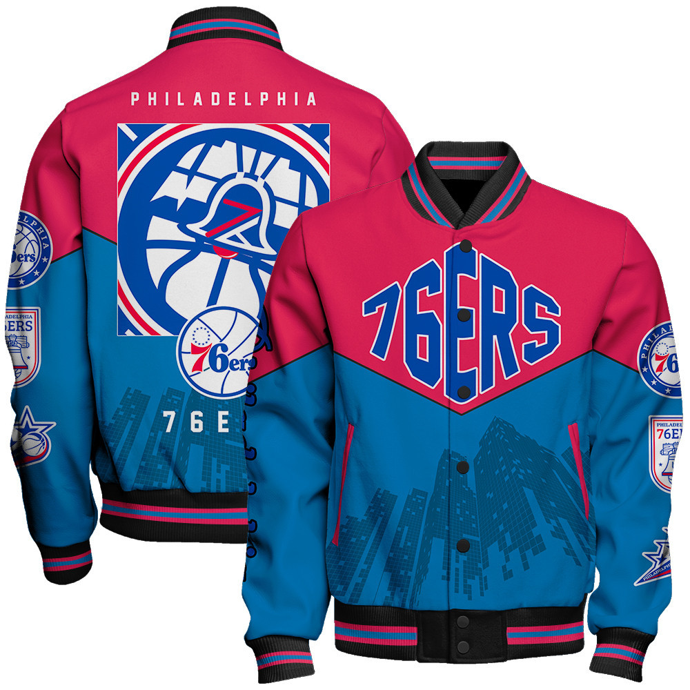 philadelphia 76ers nba baseball varsity jacket baseball jacket all over print stm v17 mwayf