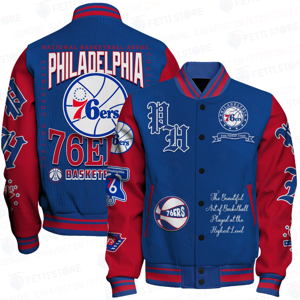 philadelphia 76ers nba print baseball varsity jacket baseball jacket all over print sfat v25 gva0m