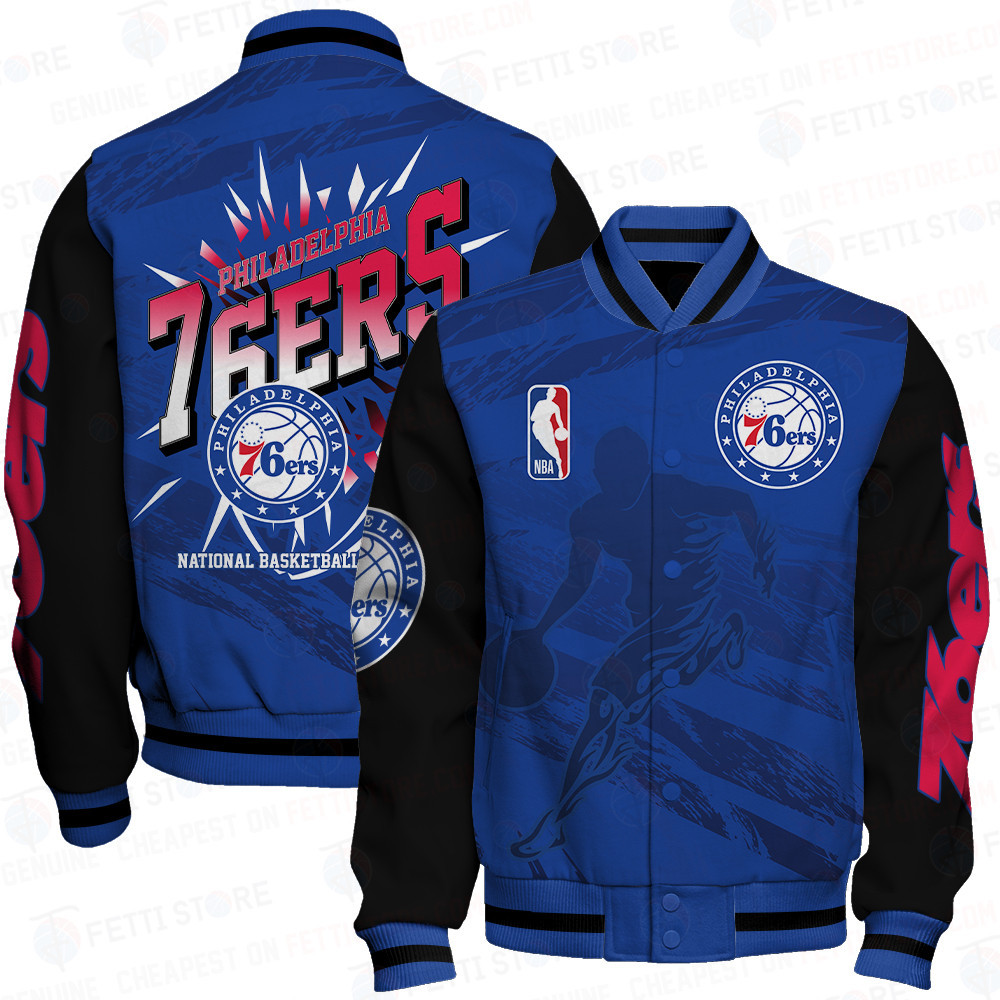 philadelphia 76ers nba print baseball varsity jacket baseball jacket all over print sfat v27 fdesn