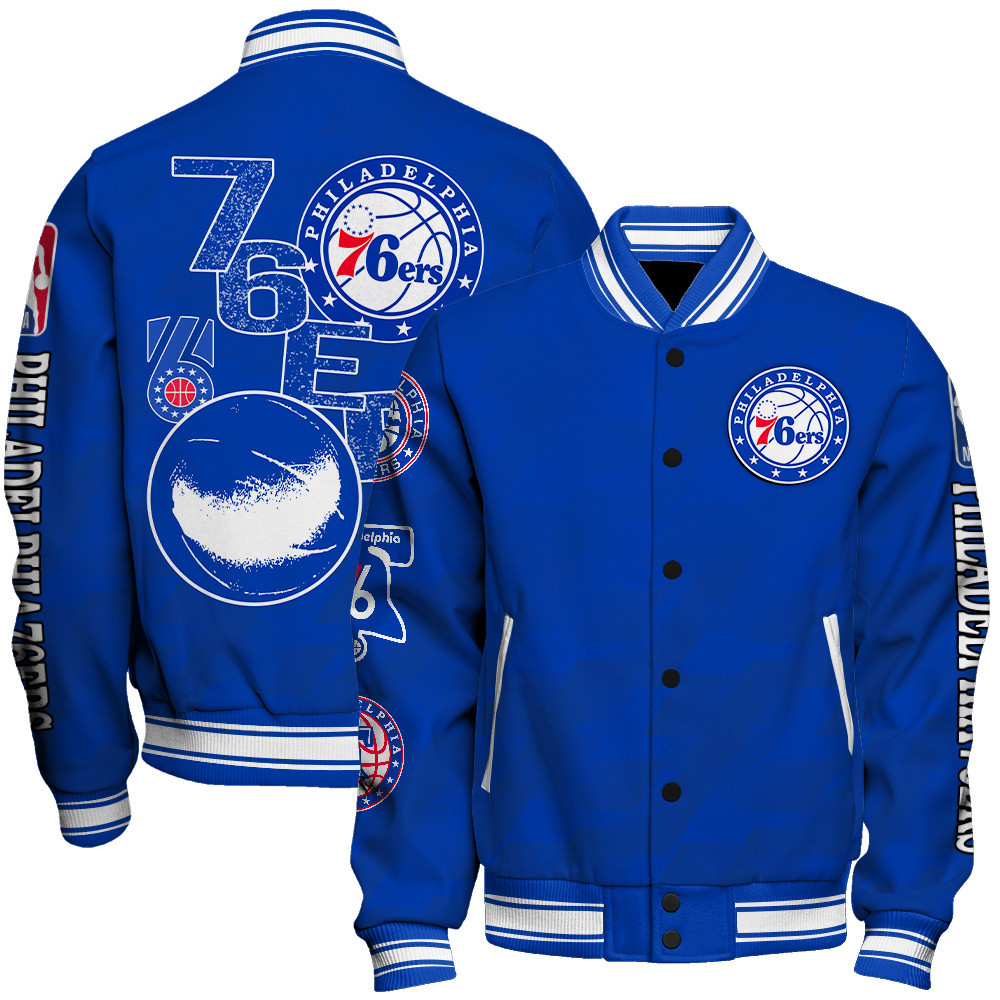 philadelphia 76ers new design team color baseball varsity jacket baseball jacket all over print sfat v16 cbjhm