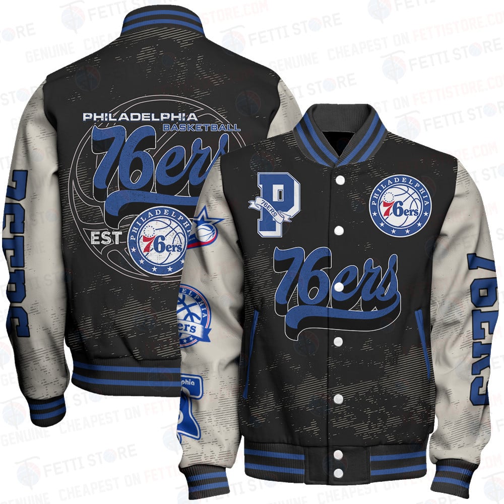 philadelphia 76ers team logo sport pattern classic baseball varsity jacket baseball jacket all over print 2xnhz