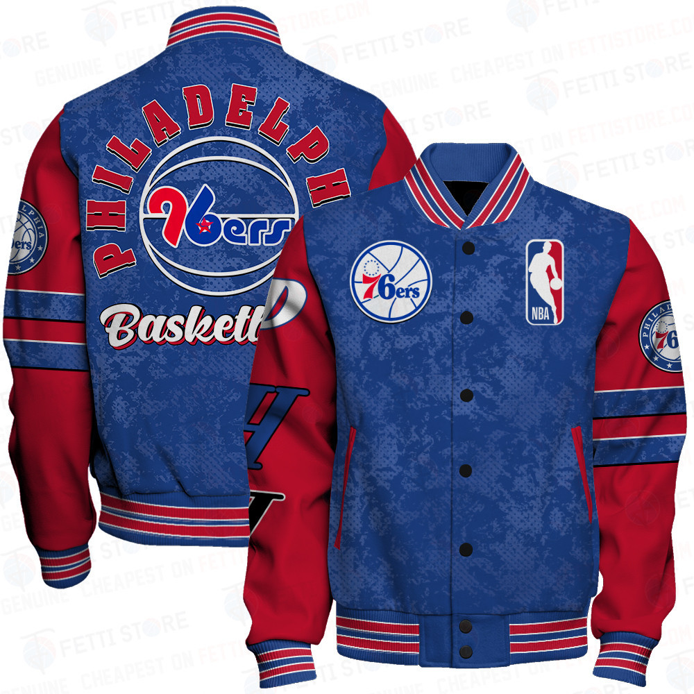 philadelphia 76ers team logo sport pattern modern baseball varsity jacket baseball jacket all over print dfqai