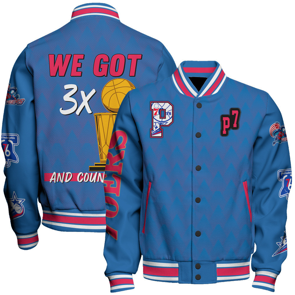 philadelphia 76ers team logo sport pattern trophy baseball varsity jacket baseball jacket all over print ri5va