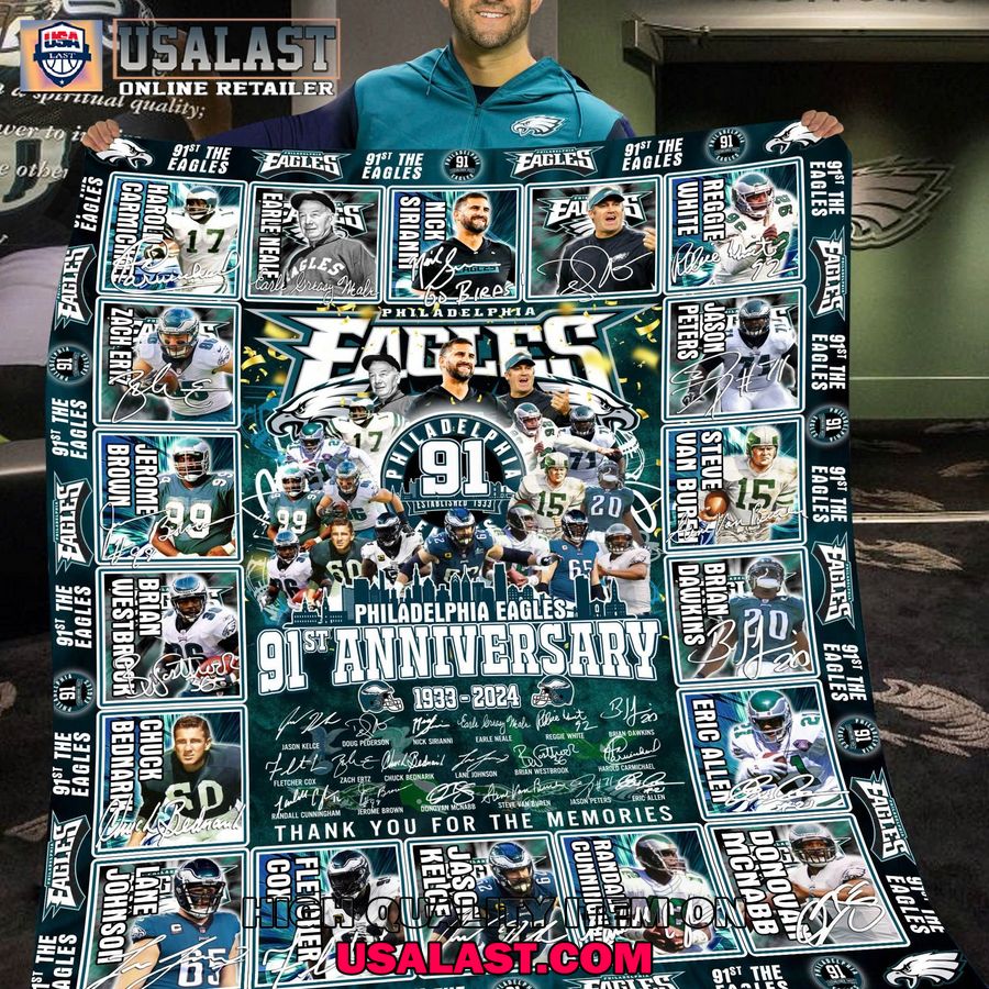 philadelphia eagles 91th anniversary 1933 2024 special quilt blanket 1 ctmJx