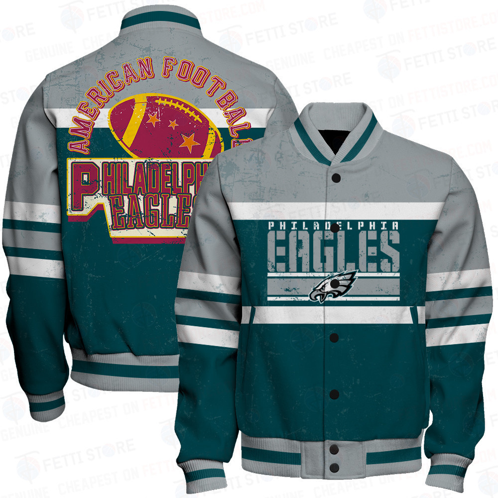 philadelphia eagles american football art print baseball varsity jacket baseball jacket all over print flgom