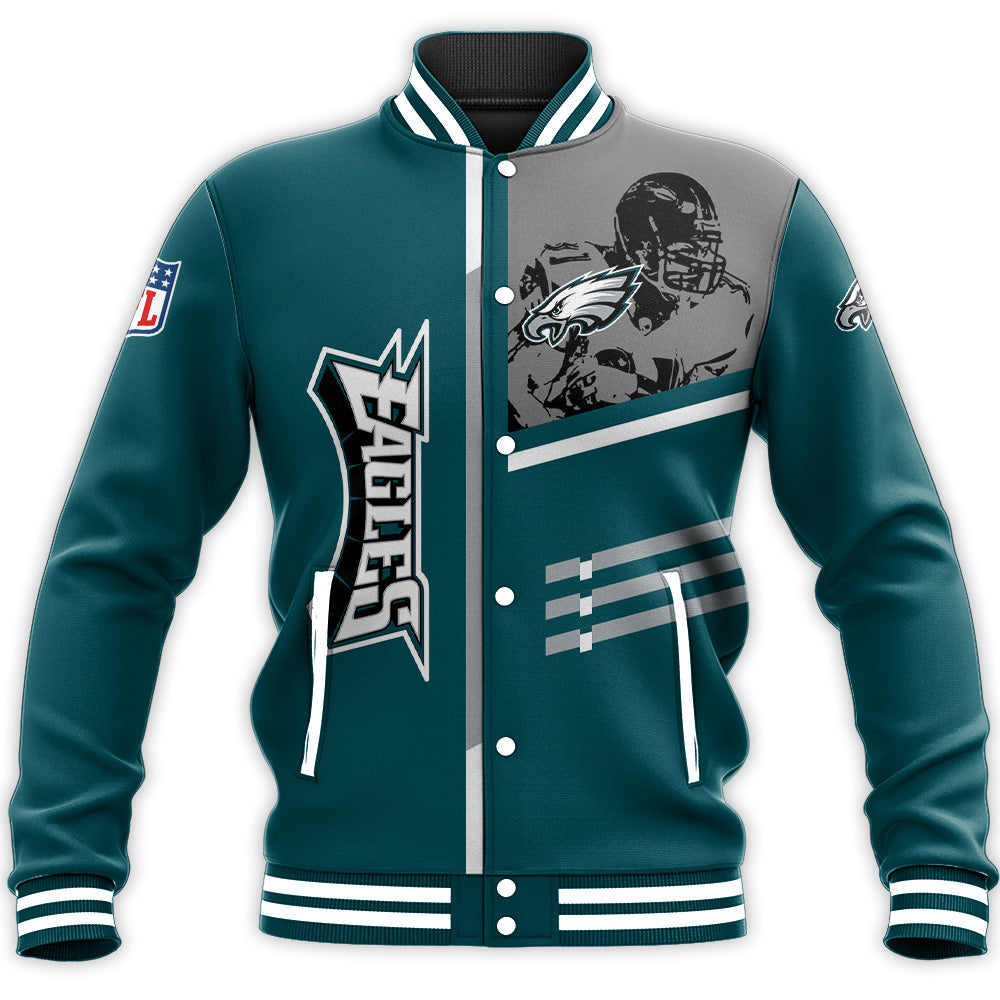 philadelphia eagles baseball jacket button up zipper hooded all over print personalized football for fan nfl zuycm