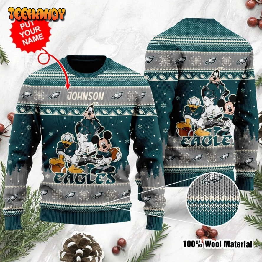 philadelphia eagles disney donald duck mickey mouse ugly christmas sweater 9d5kk