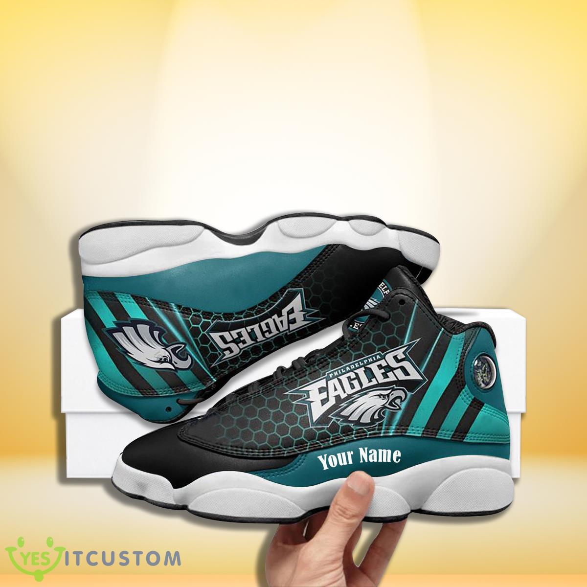 philadelphia eagles football team custom name air jordan 13 sneakers for fans