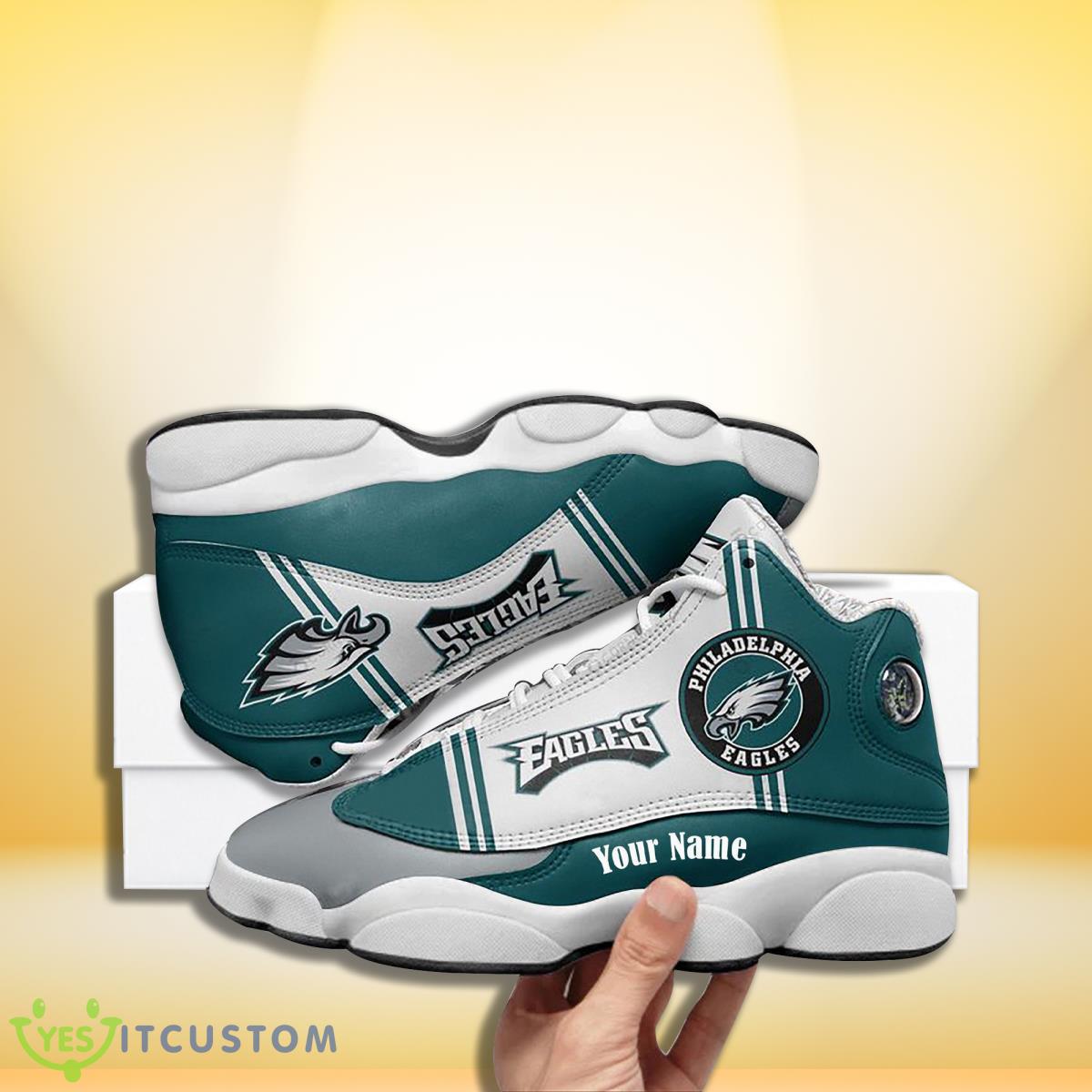 philadelphia eagles football team custom name air jordan 13 sneakers great gift for fans