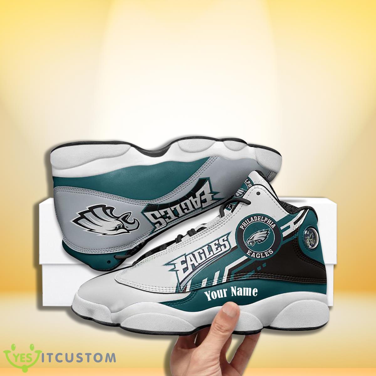 philadelphia eagles football team custom name air jordan 13 sneakers great gift for real fans