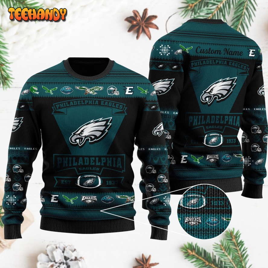 philadelphia eagles football team logo personalized ugly christmas sweater bpvht