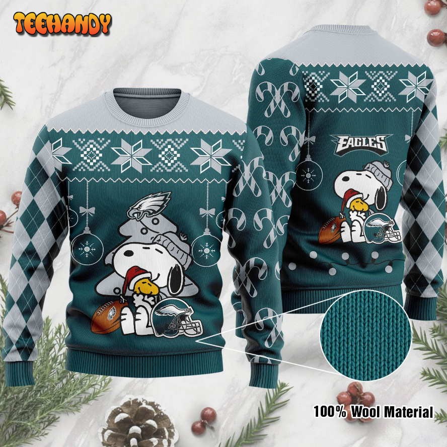 philadelphia eagles funny charlie brown peanuts snoopy ugly christmas sweater pxpy0