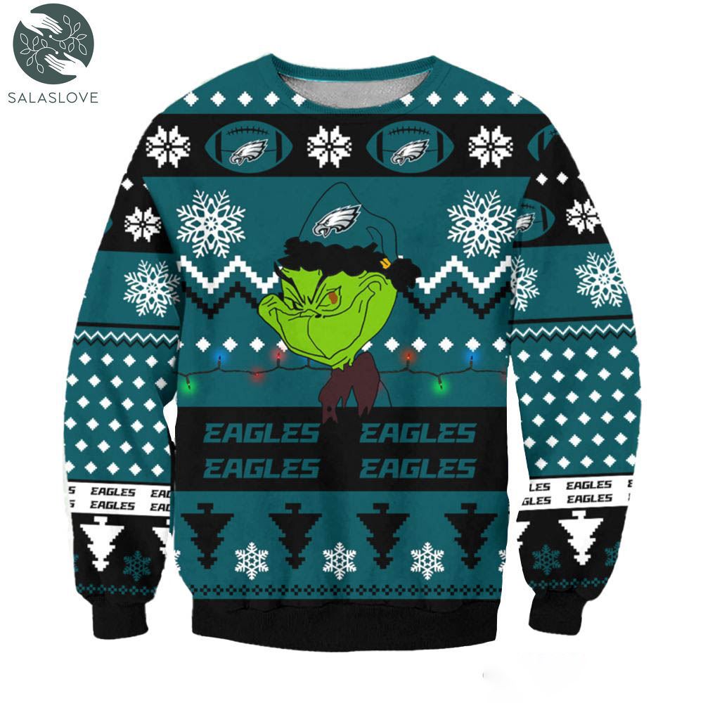 philadelphia eagles grinch cunningly smile nfl ugly christmas sweater 1 hoh2bf