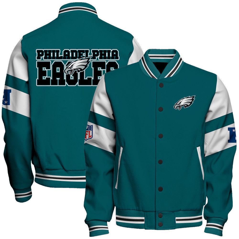 philadelphia eagles nfl 2024 national football conference unisex baseball varsity jacket baseball jacket all over print v11 9o2lb