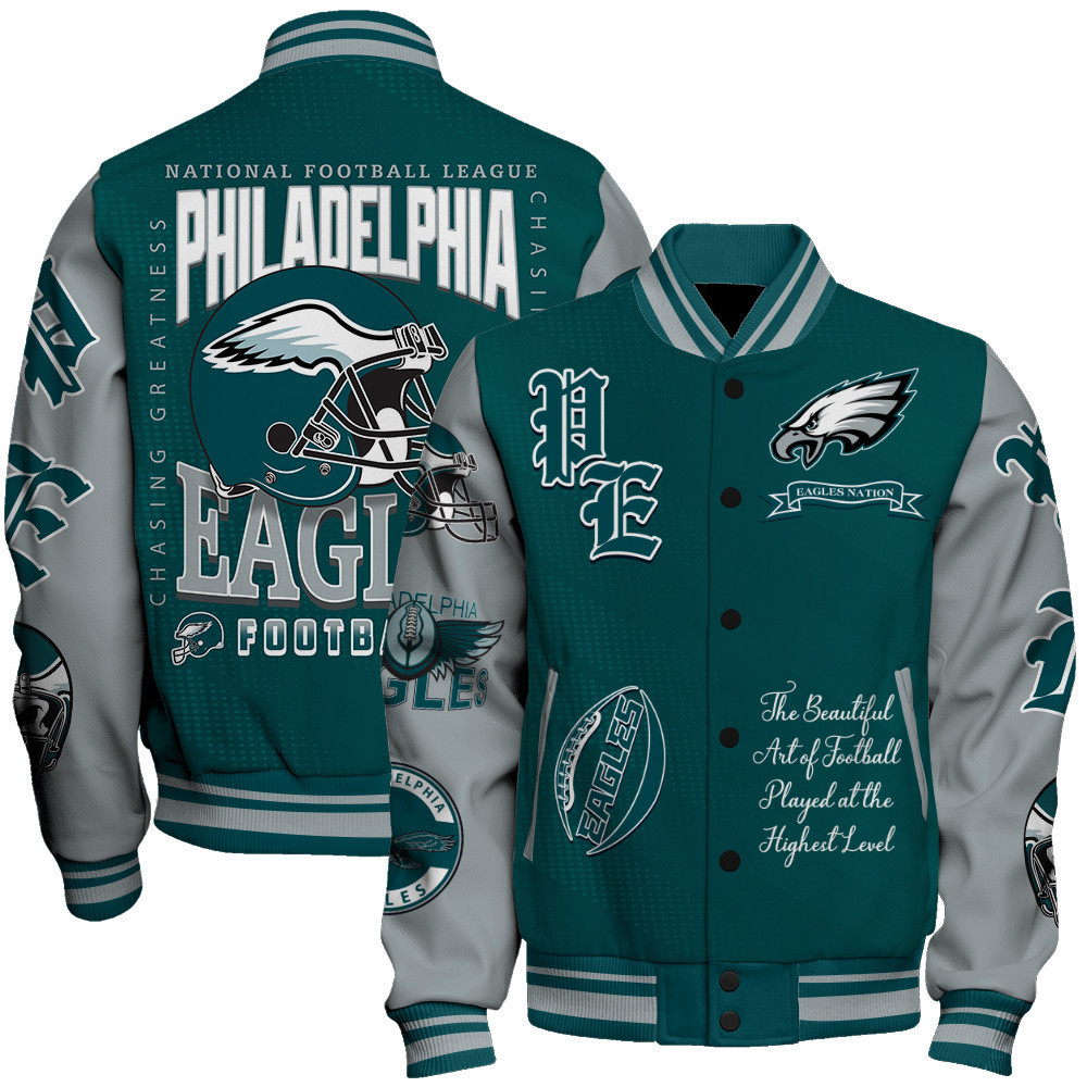 philadelphia eagles nfl 2024 national football conference unisex baseball varsity jacket baseball jacket all over print v3 v5tiz