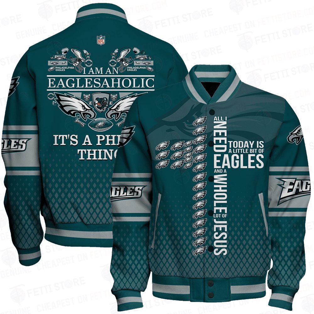 philadelphia eagles nfl baseball varsity jacket baseball jacket all over print stm v1 npfh9