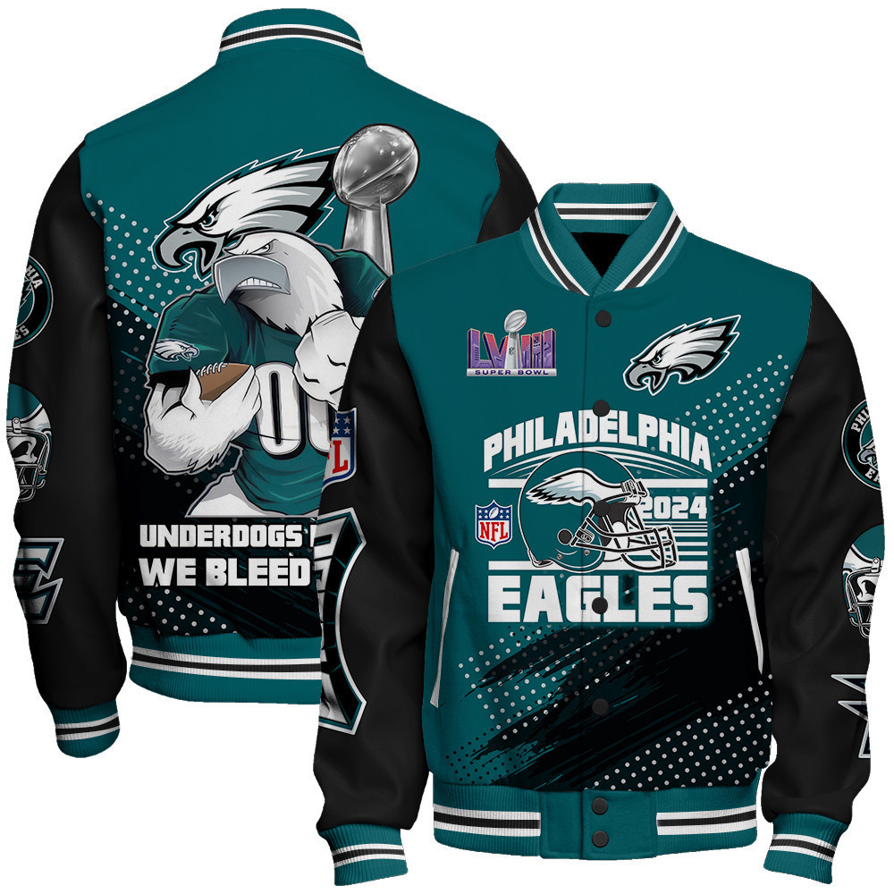 philadelphia eagles nfl baseball varsity jacket baseball jacket all over print stm v3 h65d9