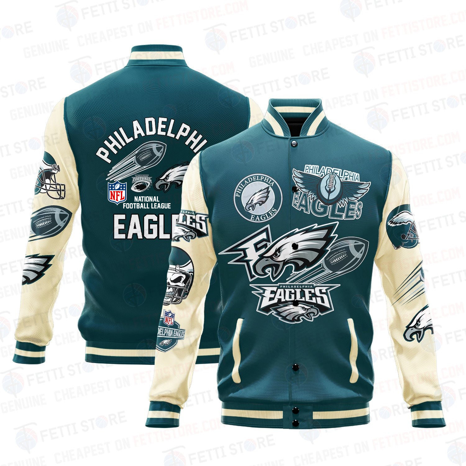 philadelphia eagles nfl pattern baseball varsity jacket baseball jacket all over print fnamv