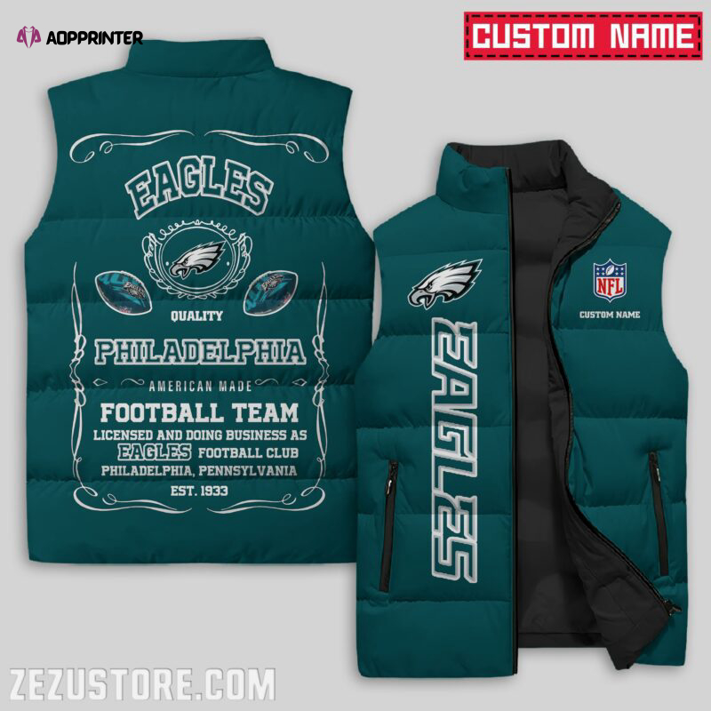 philadelphia eagles nfl sleeveless puffer jacket custom for fans gifts 1 1