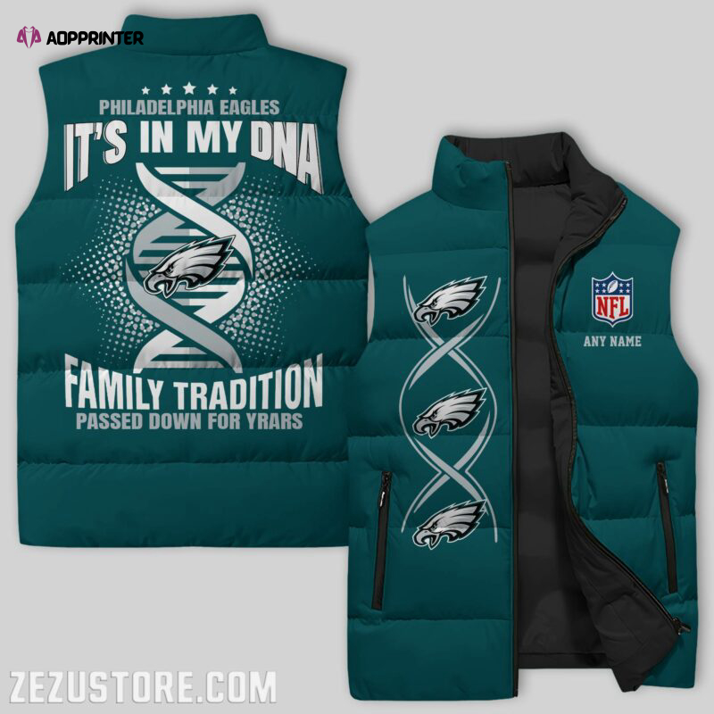 philadelphia eagles nfl sleeveless puffer jacket custom for fans gifts 1