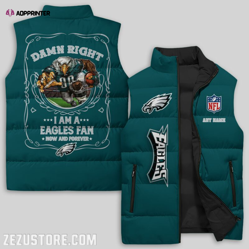 philadelphia eagles nfl sleeveless puffer jacket custom for fans gifts