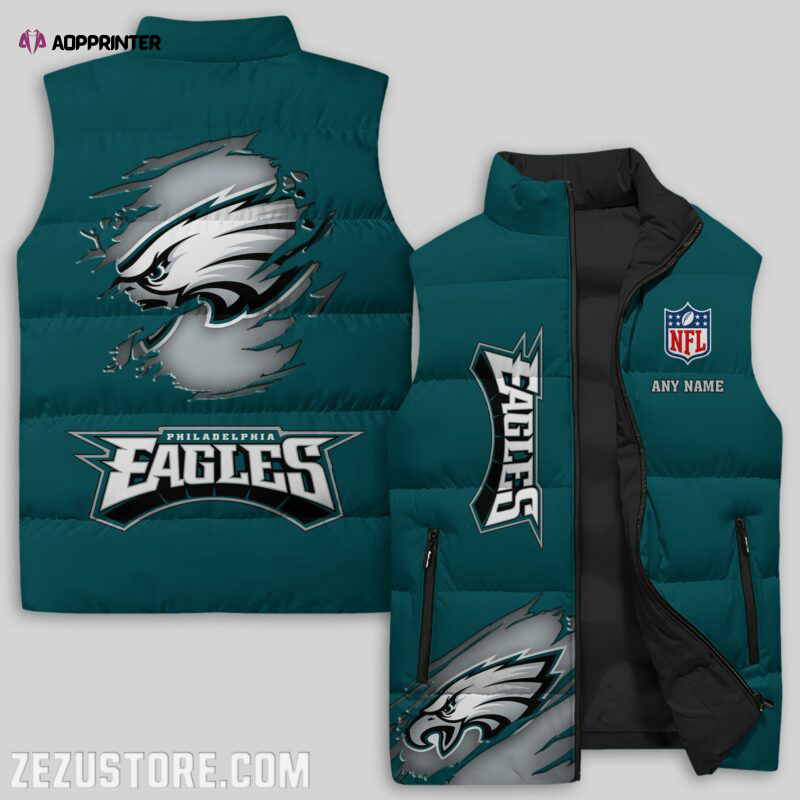 philadelphia eagles nfl sleeveless puffer jacket custom for fans spj1208