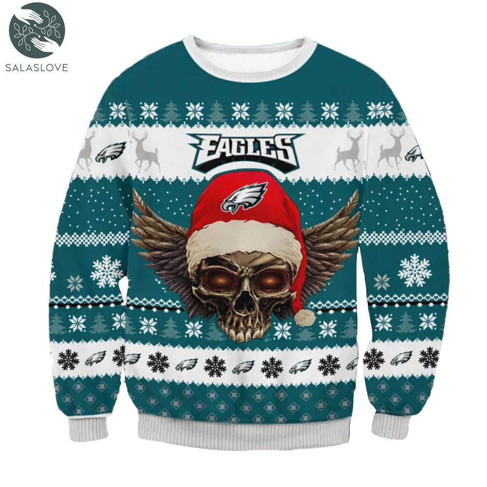 philadelphia eagles santa skull wings nfl ugly christmas sweater 1 dsxml4