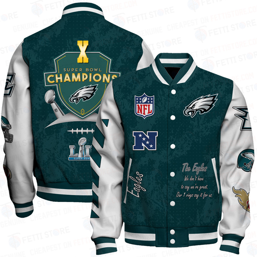 philadelphia eagles x champions print baseball varsity jacket baseball jacket all over print sfat v9 55kkt