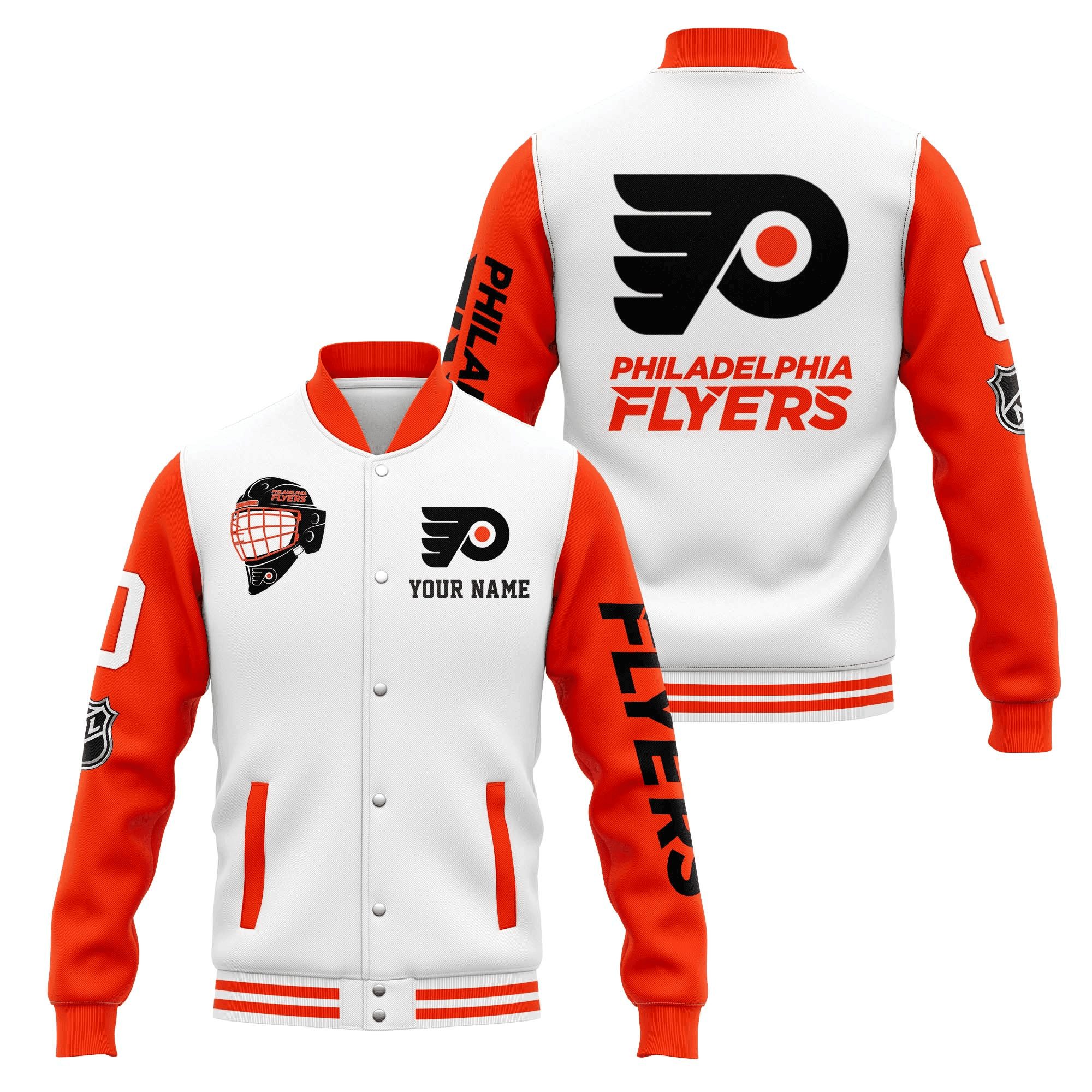 philadelphia flyers custom name and number nhl baseball baseball varsity jacket baseball jacket all over print efwd6