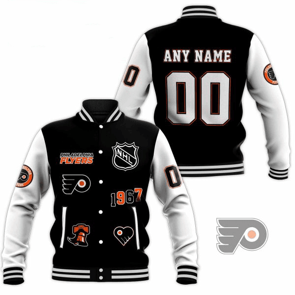 philadelphia flyers nhl custom name and number baseball varsity jacket baseball jacket all over print wpjve