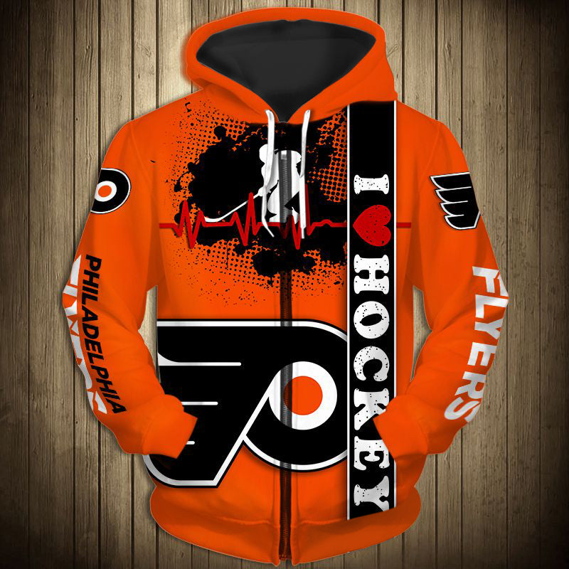 philadelphia flyers zip up hoodie heart beats nhl for men and women 5199 tzhr8