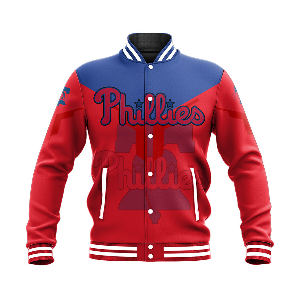 philadelphia phillies baseball jacket button up zipper hooded all over print drinking style mlb 34vf0