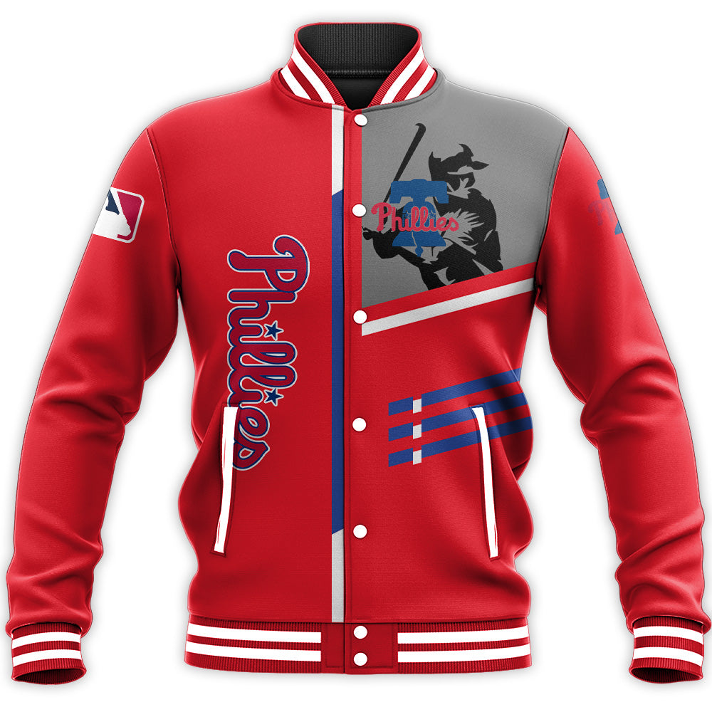 philadelphia phillies baseball jacket button up zipper hooded all over print personalized baseball for fan mlb 9n3kx